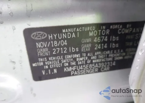 2005 Hyundai Xg350 L z USA, uszkodzony, nr VIN KMHFU45E85A392314